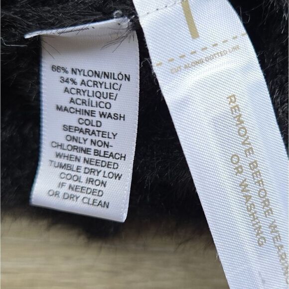 Loft Womens Sweater Small Black Faux Fur Fuzzy Mock Neck Essential Tunic size sm - Picture 6 of 7